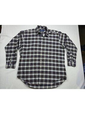 Ralph Lauren Mens Long Sleeve Plaid Button-Down Shirt L 100% Cotton Old Money